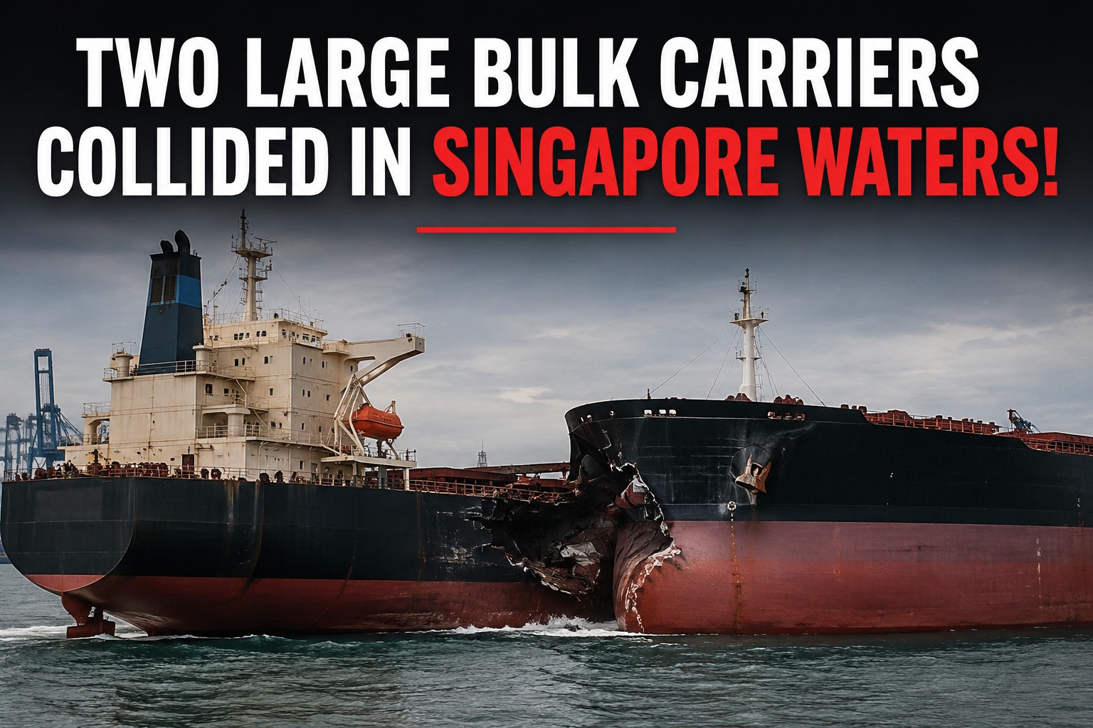 Two massive bulk carriers have collided in Singapore waters.